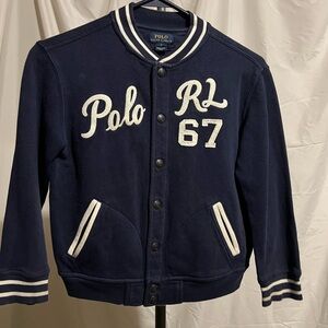 👉🏼SOLD👈🏼 FB Polo by Ralph Lauren Kids Navy and White Varsity Jacket